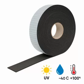   2 x 6 mm / Öntapadós, habosított EPDM tömítőszalag / Fekete