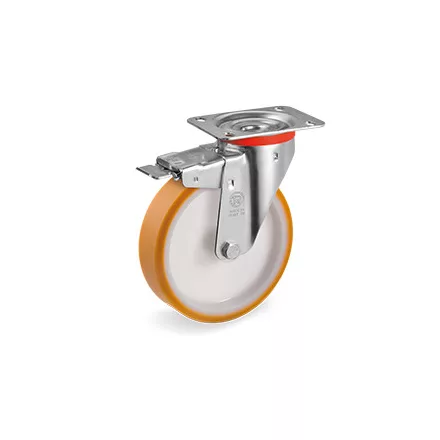 Kerék / Átmérő = 125 mm / Siklócsapágyas / Forgó, fékes kivitelű / Beépítési mag = 156 mm / Teherbírás = 220 kg