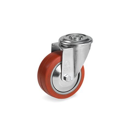 Kerék / Átmérő = 100 mm / Golyóscsapágyas / Hátfuratos kivitelű / Beépítési mag = 128 mm / Teherbírás = 80/40 kg