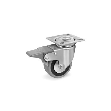 Kerék / Átmérő = 125 mm / Siklócsapágyas / Forgó, fékes kivitelű / Beépítési mag = 156 mm / Teherbírás = 80 kg