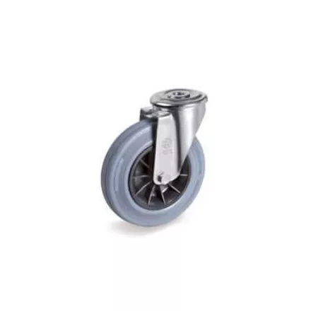 Kerék / Átmérő = 100 mm / Siklócsapágyas / Hátfuratos kivitelű / Beépítési mag = 128 mm / Teherbírás = 80 kg