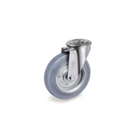 Kerék / Átmérő = 100 mm / Siklócsapágyas / Hátfuratos kivitelű / Beépítési mag = 128 mm / Teherbírás = 80 kg