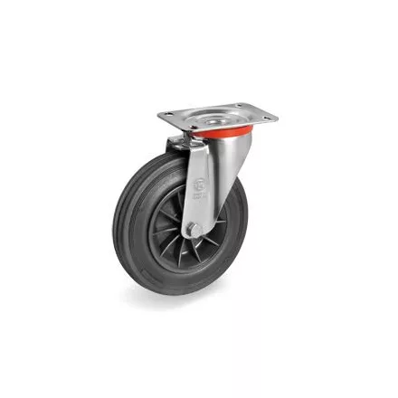 Kerék / Átmérő = 80 mm / Siklócsapágyas / Forgó kivitelű / Beépítési mag = 107 mm / Teherbírás = 65 kg