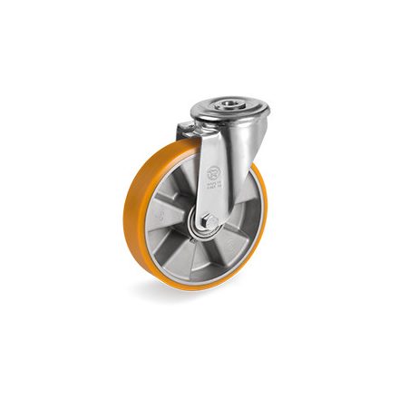 Kerék / Átmérő = 80 mm / Golyóscsapágyas / Hátfuratos kivitelű / Beépítési mag = 107 mm / Teherbírás = 200 kg