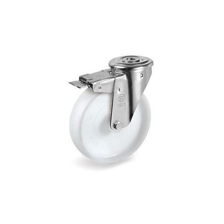 Kerék / Átmérő = 125 mm / Siklócsapágyas / Hátfuratos, fékes kivitelű / Beépítési mag = 156 mm / Teherbírás = 220 kg