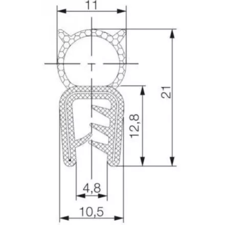Kombinált profil 5734 / Fekete