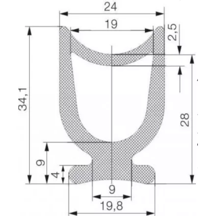 Omega profil 4504 / Fekete