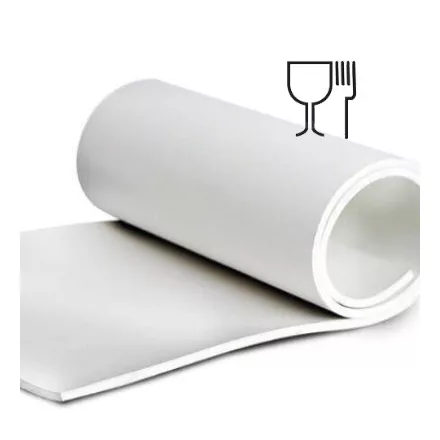 4 mm / 0 betét / Élelmiszeripari gumilemez / Fehér / Tekercsmagasság = 1200 mm (FIX)